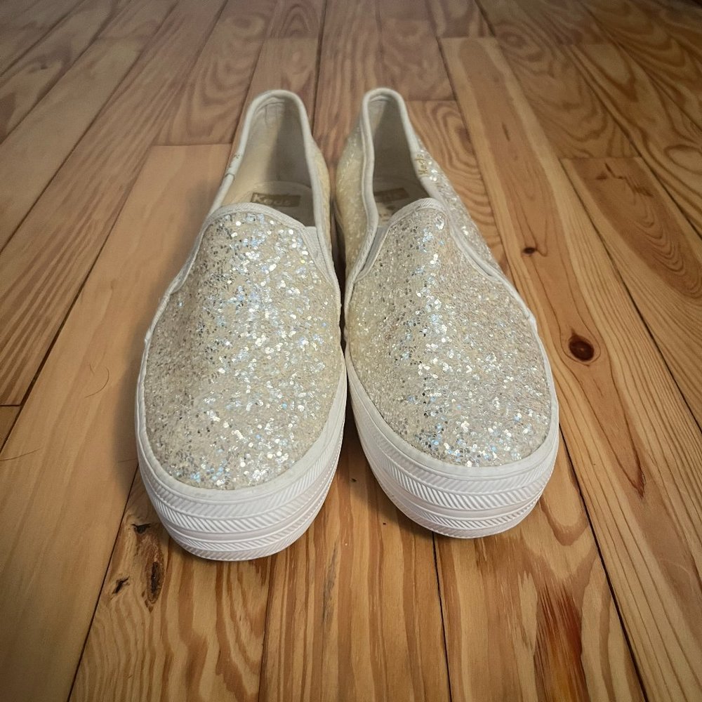 Kate Spade for Keds Glitter Triple Decker Slip On Sneakers